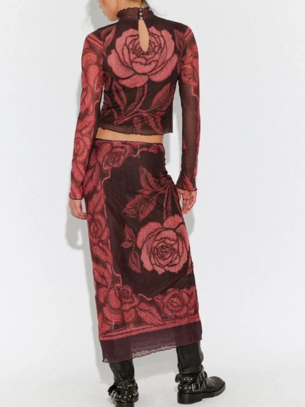 FREE PEOPLE NWT The Shadow Printed Midi Skirt Set / Red Combo - S - Picture 2 of 3